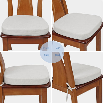 BUYUE Thickened 2.5" Friendly Woven Fabric Dining Chair Cushion, U-Shape High Density Foam Comfortable Chair Pad for Kitchen, Slip Resistant Indoor Seat Cushion (1 Piece, Dark Gray)