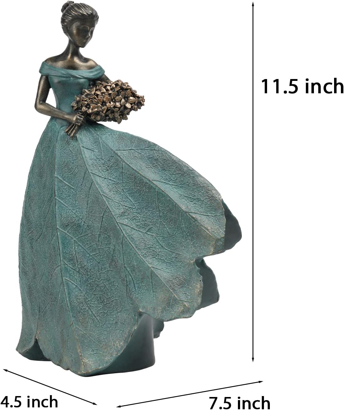 Guichifun Fairy Statue Collection Home Decoration - Leaf Angel Girls Resin Modern Table Decor for Living Room Office Sculpture Decor for Women Indoor Rustic Figurines Gift 5 x 3 x 7.5 Inch