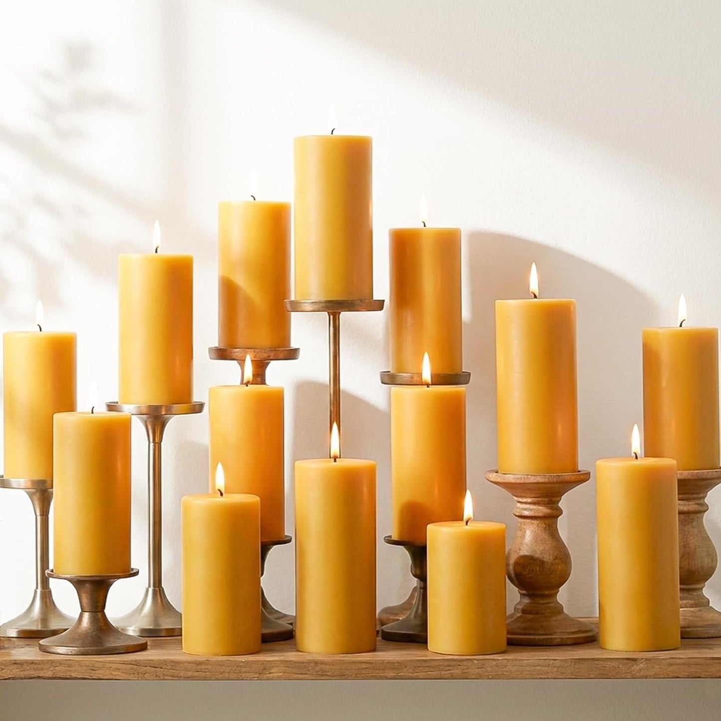 Natural Beeswax Candles 4 Packs, Beeswax Pillar Candles with 140 Hours Burn Time, Organic Emergency Candle Long Burning for Home Room, Smokeless & Dripless, 2x4 inch