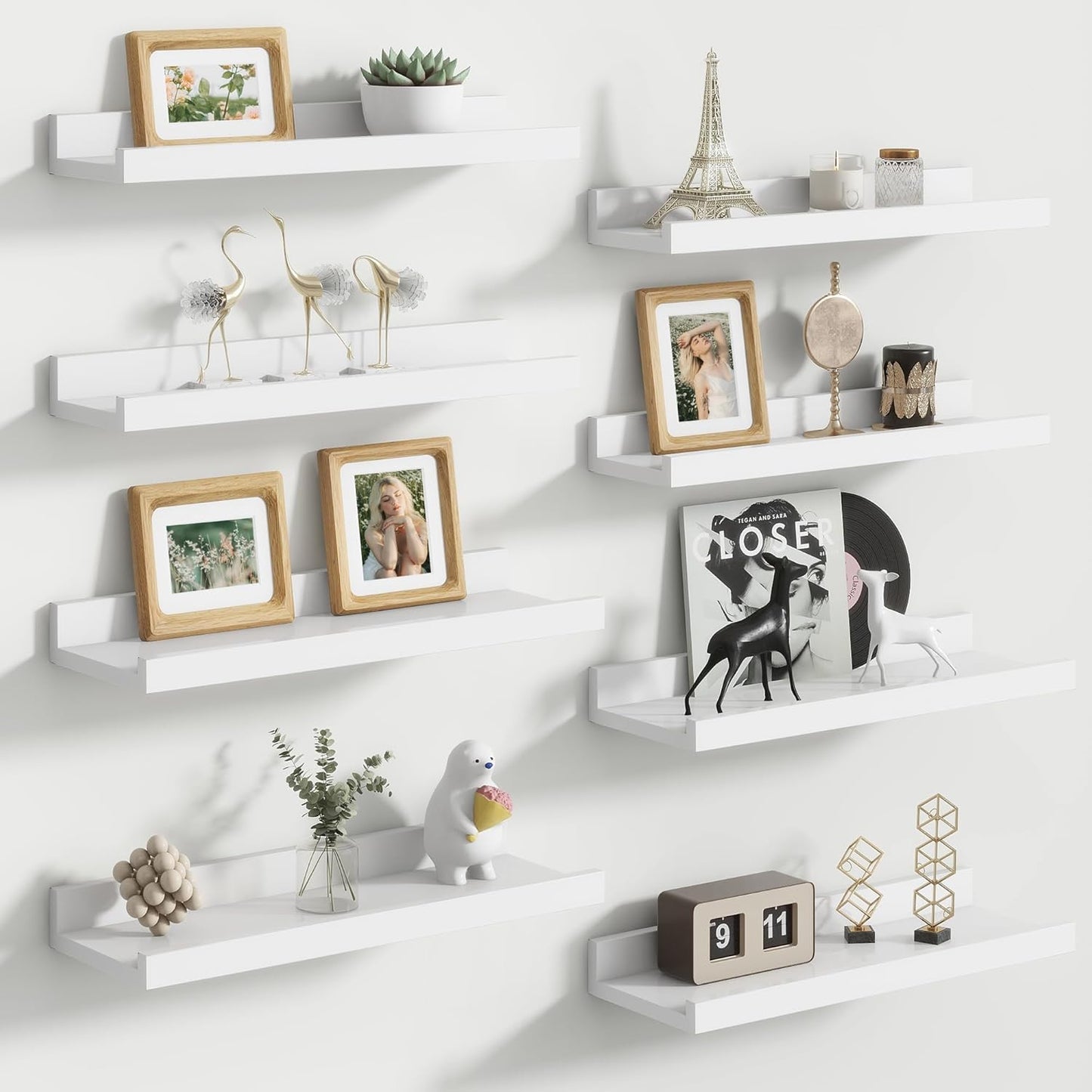 FLYJOE Floating Picture Ledge Shelves for Wall Set of 4, 48 Inch Wall Shelves with Lip Long Large Nursery Book Shelf for Toys Storage Kids Bookshelf Wall Mounted Living Room Bedroom Decor Frames