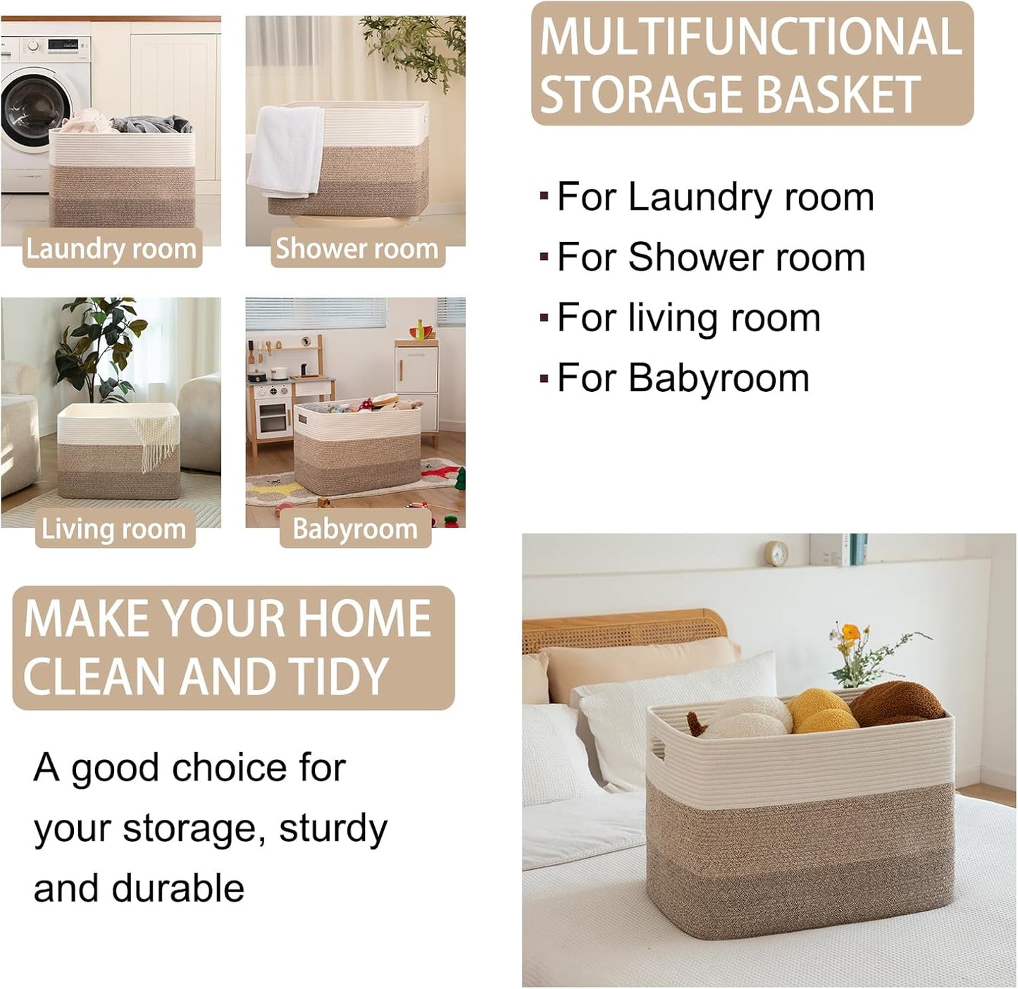 OIAHOMY Large Blanket Basket, 22”x17”x12” Rectangle Woven Baskets, Nursery Blanket Storage Living Room, Toy Storage With Handle, Large Baskets for Organizing-Gradient Yellow