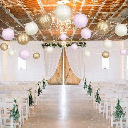 Paper Lanterns Decorative, Round Hanging Paper Lanterns Decorations for Rustic Party Bridal Shower Wedding Sage Green Birthday Party Supplies Gold/Ivory/Sage Green 15pcs