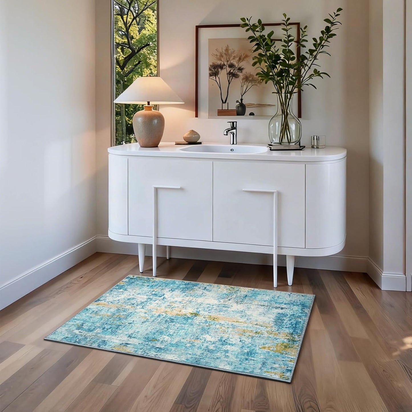 Ompaa 2x6 Rug Runners for Hallways Kitchen Runner Rug Non Slip Washable Grey Long Runner Rugs with Rubber Backing Soft Abstract Carpet Runner for Hallways, Kitchen, Bedroom, Bathroom, Entryway - Colors B