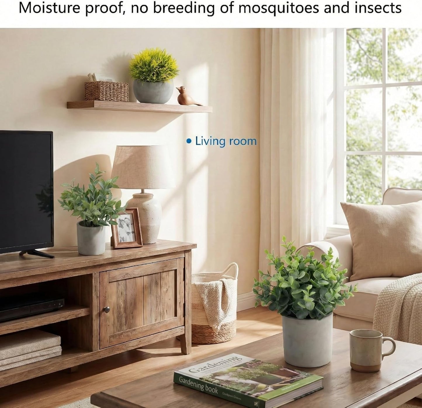 3 Pack Mini Potted Fake Plants Artificial Eucalyptus & Greenery Topiaries with 6 Butterflies,Artificial Plants for Shelf Desk Home Bathroom Farmhouse Room Coffee Table Decor