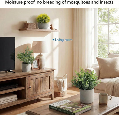 3 Pack Mini Potted Fake Plants Artificial Eucalyptus & Greenery Topiaries with 6 Butterflies,Artificial Plants for Shelf Desk Home Bathroom Farmhouse Room Coffee Table Decor