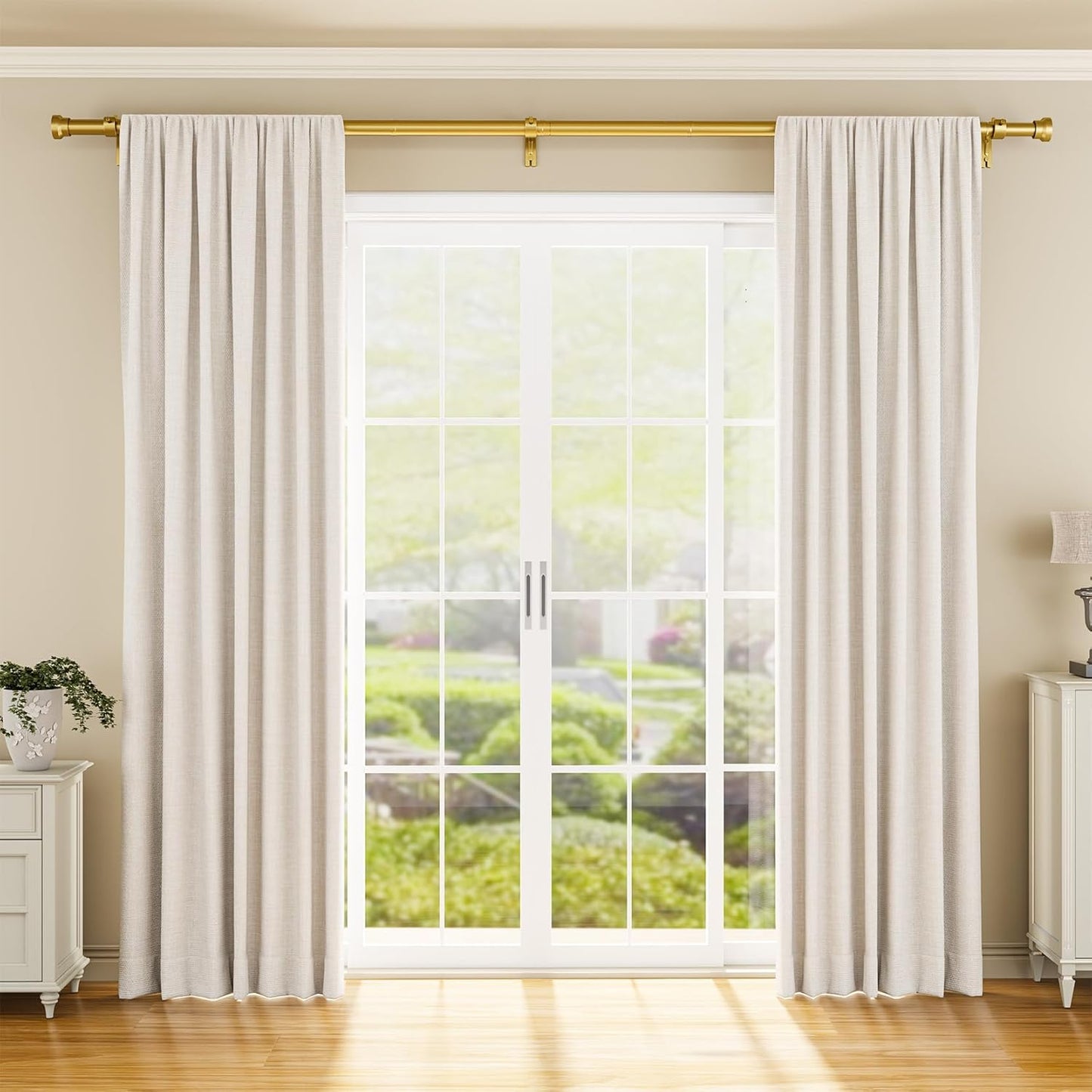 YaFex Curtain Rods 32-144 Inch, Heavy Duty 1 Inch Adjustable Curtain Rod for Windows, Black Extra Long Window Treatment Rods, Modern Design, Easy Installation