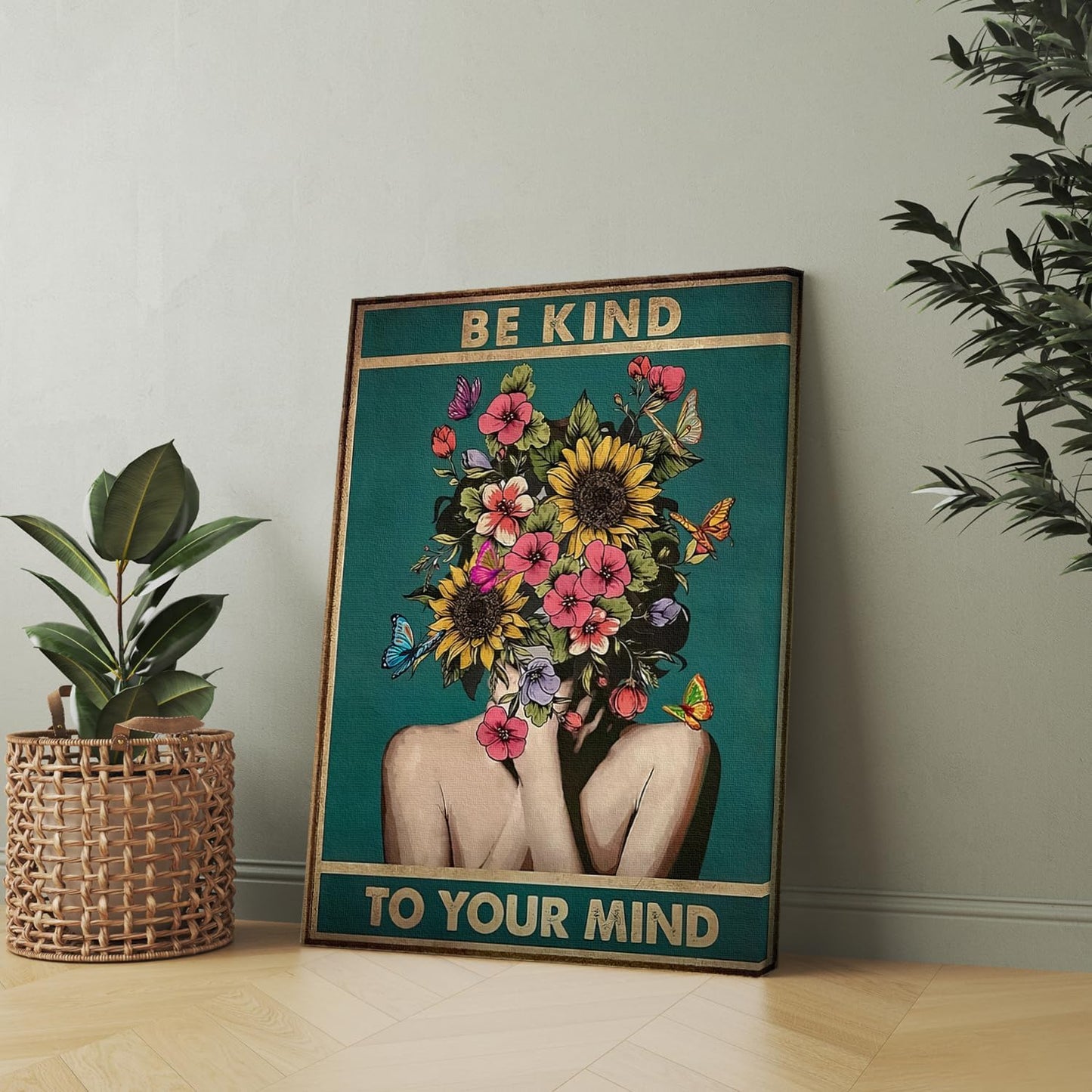 DIHSIEG 12x16 Canvas Wall Art funny bathroom wall art Print Poster Vintage Poster Frameless Floral Can be hung on the Wall Heal Your Heart poster Wall Art Canvas