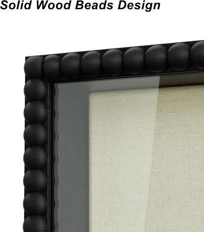 Love-KANKEI Shadow Box Frame 11x14, Deep Large Shadow Box Display Case with Unique Beads Door and Glass Window, Wood Memory Box for Pictures,Medals,Memorabilia,Collections White