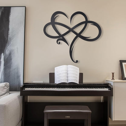 OYEFLY Infinity Heart Metal Wall Decor,Infinity Heart Wall Decor for Room Living,Wedding Decor (Black, style3 11.4 x 10.7in)