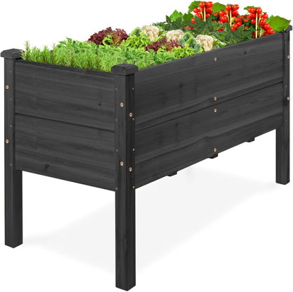 Best Choice Products 72x24x30in Raised Garden Bed, Elevated Wood Planter Box Stand for Backyard, Patio, Balcony w/Divider Panel, 6 Legs, 300lb Capacity - Natural