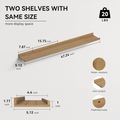 Boswillon Floating Shelves Wall Mounted Set of 2, Modern Black Wall Shelves for Storage with Lip, Display Picture Ledge Shelf for Wall Decor Bedroom Living Room Bathroom Kitchen