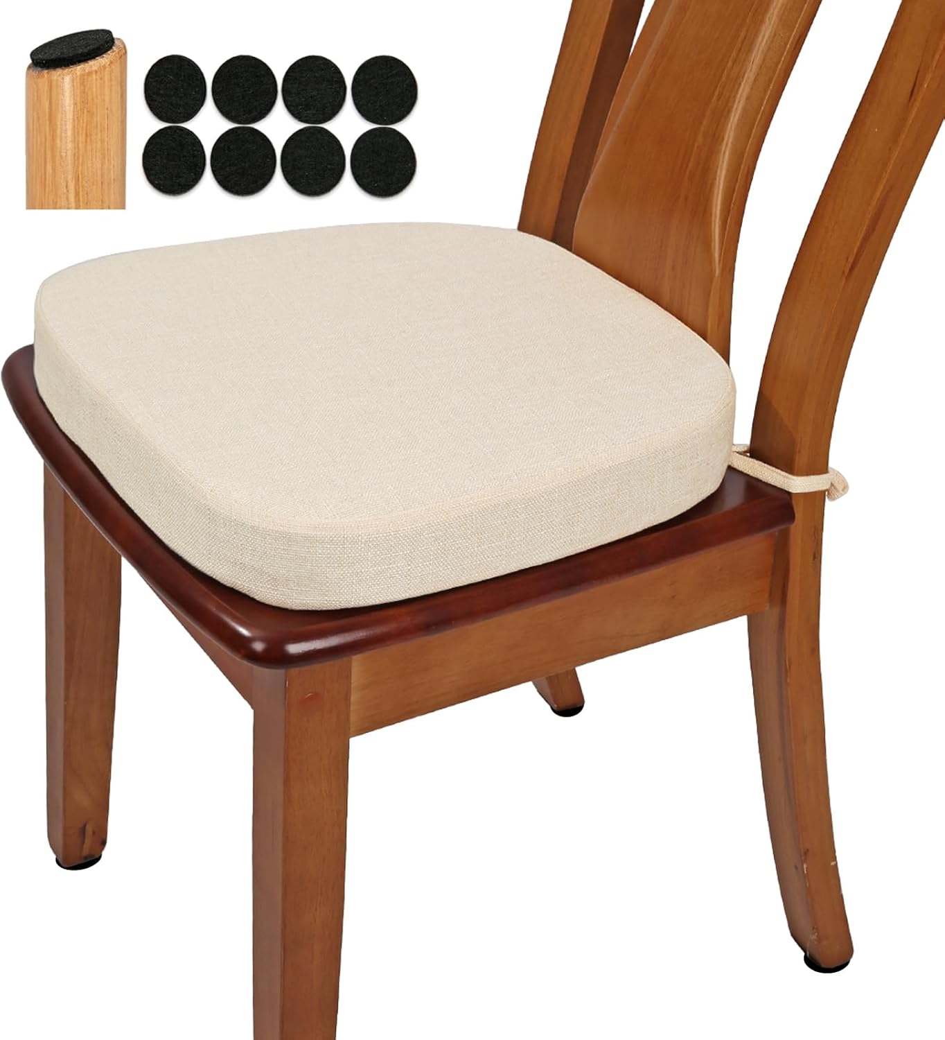 BUYUE Thickened 2.5" Friendly Woven Fabric Dining Chair Cushion, U-Shape High Density Foam Comfortable Chair Pad for Kitchen, Slip Resistant Indoor Seat Cushion (1 Piece, Dark Gray)