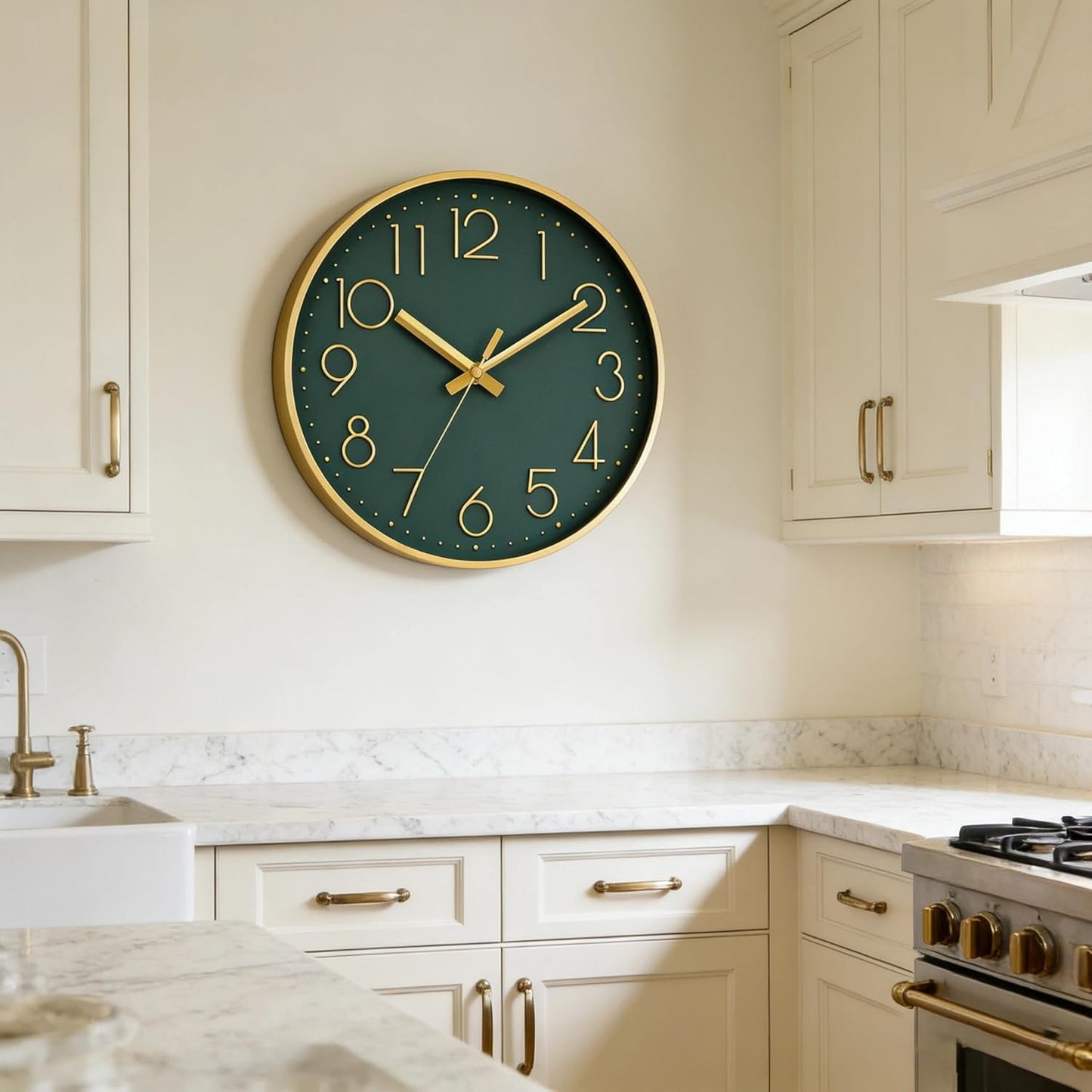 DAXSMY Wall Clock - 8 Inch Silent Non-Ticking Modern 3D Wall Clocks Battery Operated - Decorative Clock for Kitchen, Home Office, Bathroom, Bedroom(Rose Gold)