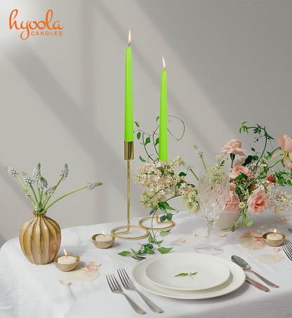 Hyoola Tall Taper Candles - 10 Inch Metallic Gold Unscented Dripless Taper Candles - 8 Hour Burn Time - 4 Pack