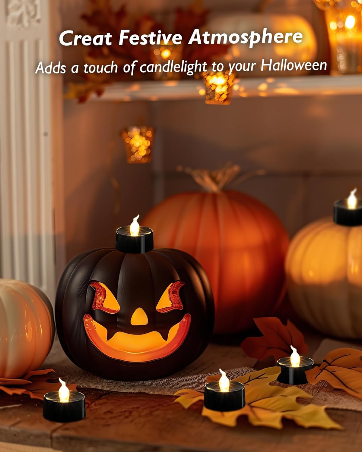 merrynights LED Candles, Tea Lights Candles Battery Operated Bulk, 50-Pack Long-Lasting 200 Hours Flameless Tealight Candles, Realistic Tea Lights for Christmas Halloween Wedding, 1.5'' D X 1.25'' H
