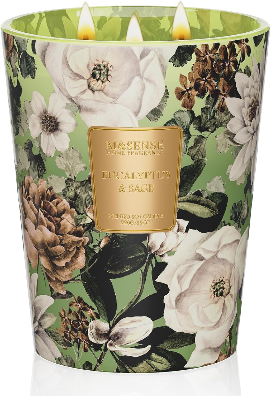 M&SENSE Jasmine Candles Highly Scented 3 Wick 35oz 150 Hours Burn Extra Large Jar Candles for Women, Natural Soy Wax Aromatherapy Candle for Stress Relief, Meditation, Yoga, Spa - Colors B