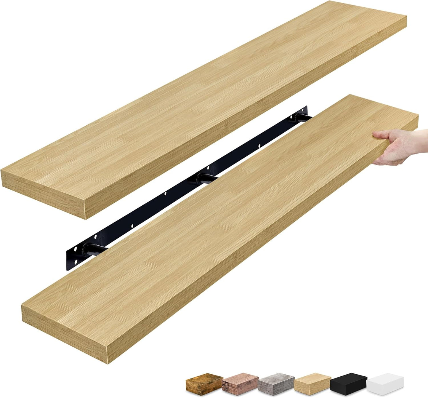 Sorbus Floating Shelves for Wall - 48 Inch Long Bathroom Shelves, Wall Decor for Bedroom, Kitchen, Living Room & Book Storage - Mounted Floating Shelf with Invisible Brackets (Maple Wood, 2 Pack)