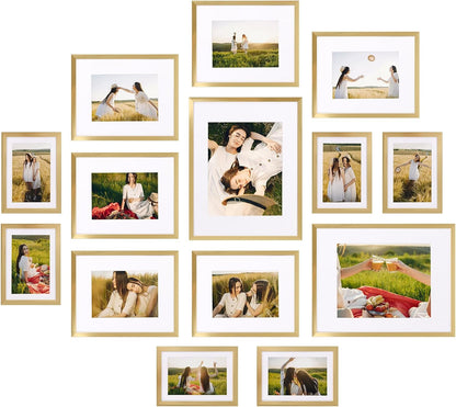 Giftgarden 14 Pack Black Picture Frames Set, 2pcs 11x14 Matted for 8x10, 6pcs 8x10 Matted for 5x7, 6pcs 5x7 Matted for 4x6, Gallery Frame Collage for Wall or Tabletop Display
