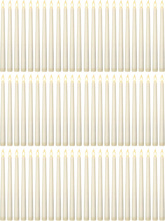 Treela 72 Pcs Flameless LED Taper Candles Battery Operated Candles Bulk 11 Inch Flickering Fake Candlesticks with Warm Light for Valentines Day Church Wedding Party Battery Not Included(Classic,Ivory)
