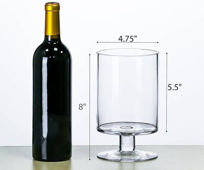 CYS EXCEL Glass Hurricane Pillar Candle Holder (H:6" W:3.75") | Multiple Size Choices Short Stem Candle Centerpieces | Stemmed Glass Cylinder Candle Vase