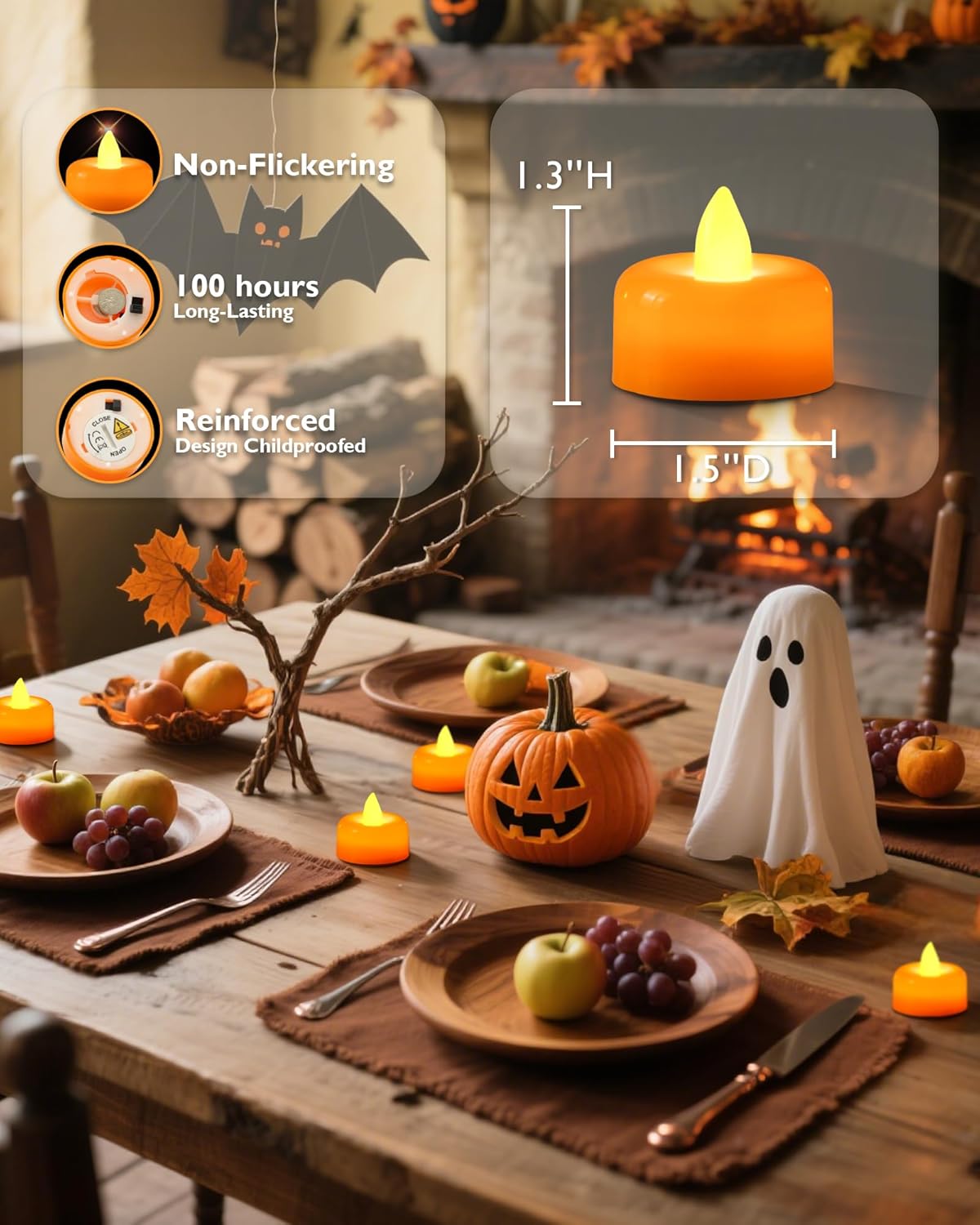 Amagic 12/24/50/100/150Pack Flameless LED Tea Lights Candles Battery Operated, Electric Fake Tealight Candles for Votive, Halloween, Christmas, Home Decor, Wedding, Table Decor (12Pack)