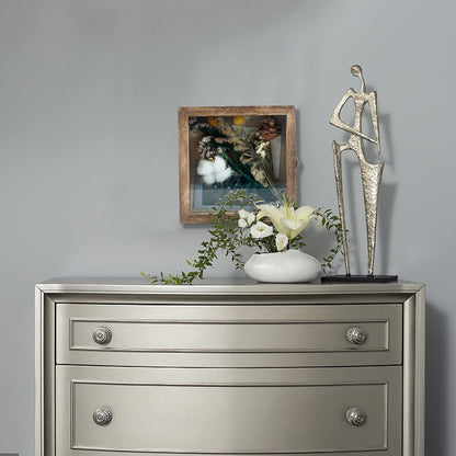 GraduationMall 13x16 Wood Shadow Box Frame Glass Door Display Case with Linen Back and 6 Stick Pins,1.5 inches Interior Depth,Ideal for Memorabilia Pictures Flowers Medals Tickets Rustic White