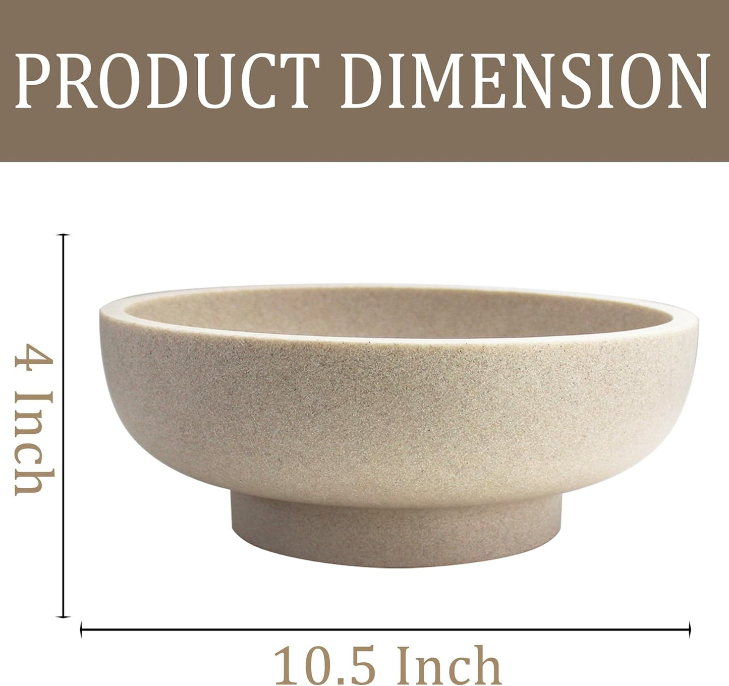 LIN CHUAN Large Decorative Bowl, Fruit Bowl for Kitchen Counter, Modern Resin Bowl for Home Decor, Key Holder for Entry Table, Sand Beige