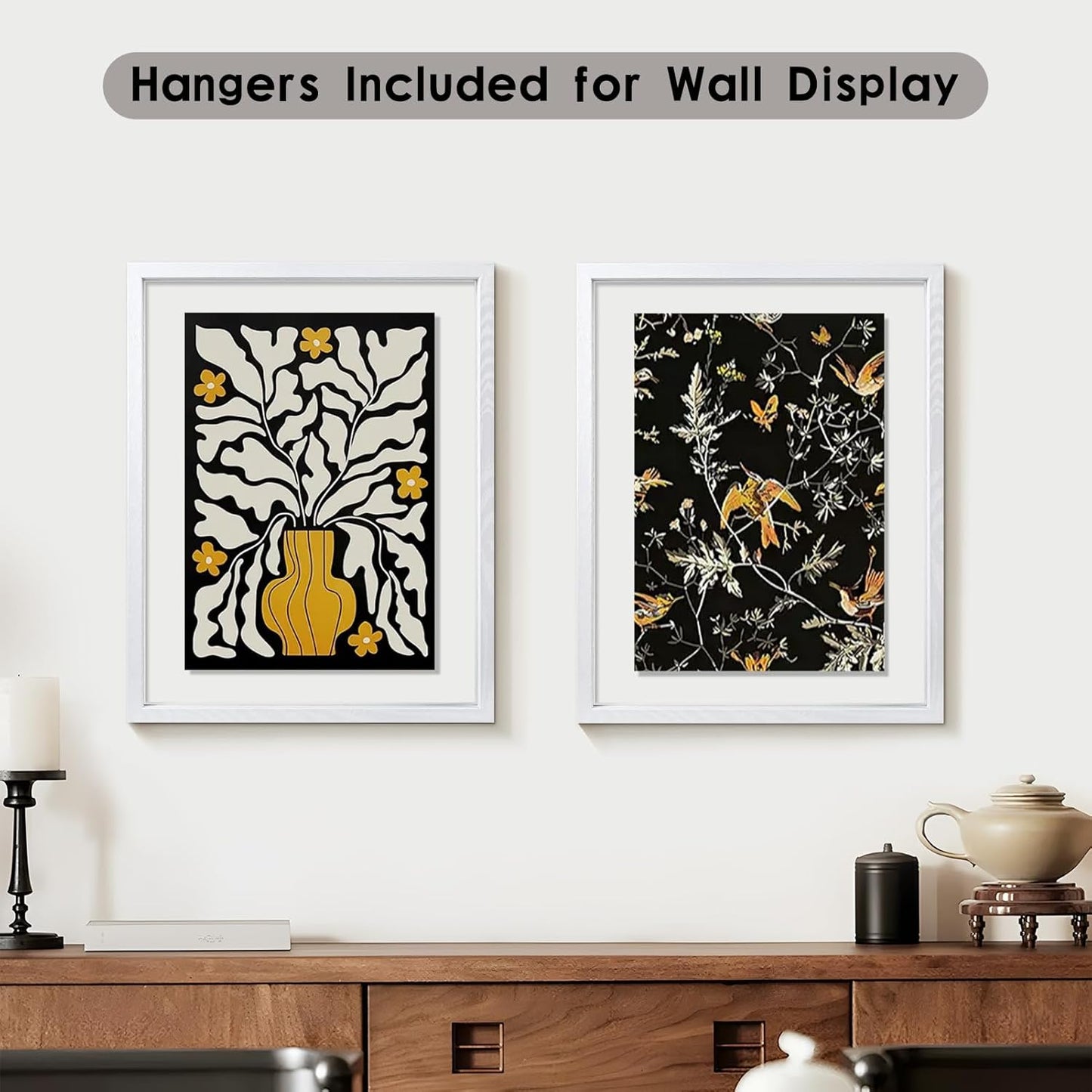 MUYE 11x14 Floating Frame Set of 2,Double Glass Rustic Frame,Display Any Size Photo up to 11x14,Wall Mount or Tabletop Standing,Natural