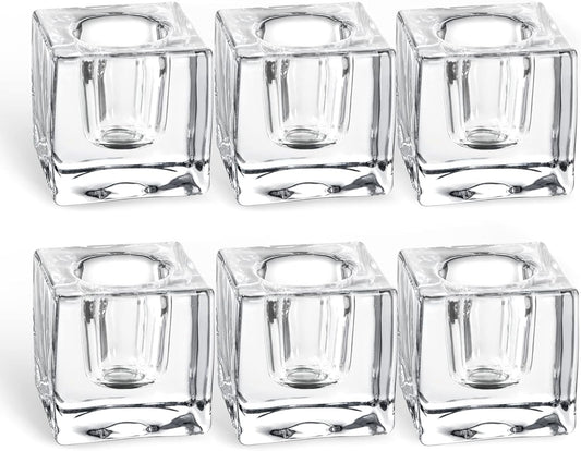 Glass Candle Holder Set of 6 Taper Candle Holders for Candlesticks Clear Crystal Candle Stick Candle Holders for Table Centerpiece Square Candlestick Holders for Wedding Easter Christmas Thanksgiving