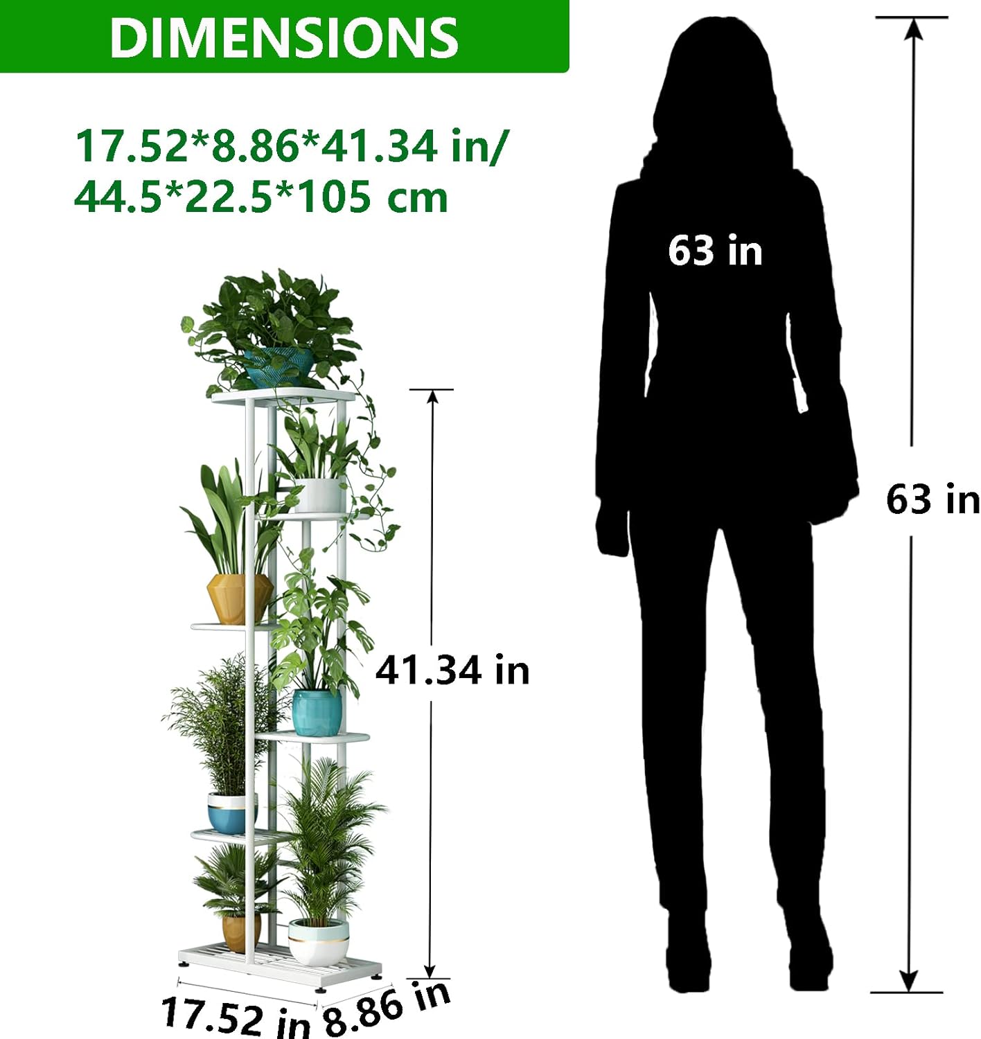 LINZINAR Plant Stand Indoor Outdoor Corner 4 Tier Metal Plant Shelf Patio Plant Rack for Garden Corner Balcony Living Room