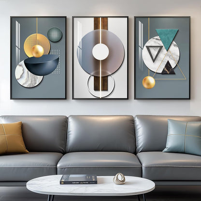 Framed Modern Luxury Gold Wall Art, Set of 3 Piece Contemporary Paintings Artwork for Walls, Golden Prints Pictures with Gold Frame, Wall Decor for Living Room, Hallway, Bedroom, Office 16x24 Inch