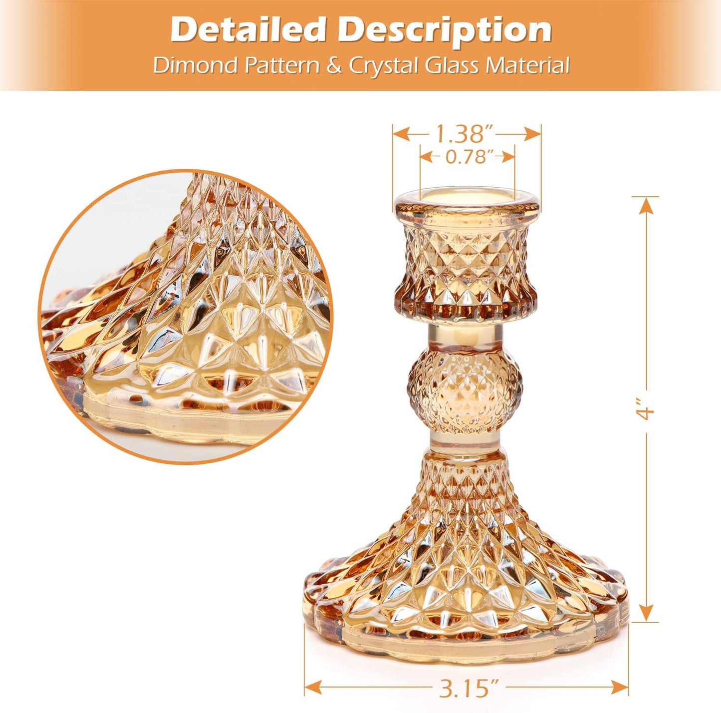 DARJEN Candlestick Holders Set,12Pcs 4" H Taper Candle Holders Bulk, Clear Glass Candle Holders for Wedding, Spring Party, Romantic Dinner, Festival & Windowsill Decor