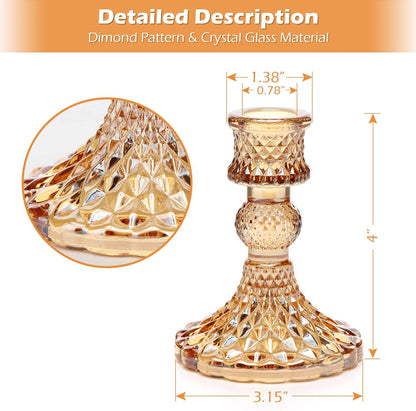 DARJEN Candlestick Holders Set,12Pcs 4" H Taper Candle Holders Bulk, Clear Glass Candle Holders for Wedding, Spring Party, Romantic Dinner, Festival & Windowsill Decor