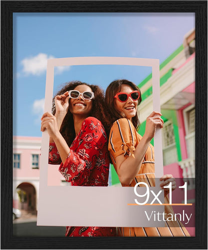 Vittanly 11x14 Picture Frame, Display Pictures 8x10 with Mat or 11x14 without Mat, Photo Frame for Wall Mounting, Black, 1 Pack - Colors A