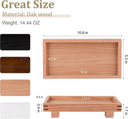 Decorative Tray Small Pedestal Stand Farmhouse Bathroom Decor Wooden Riser Display Stand for Vanity, Kitchen Countertop, Sink, 9.4 * 4.7 White