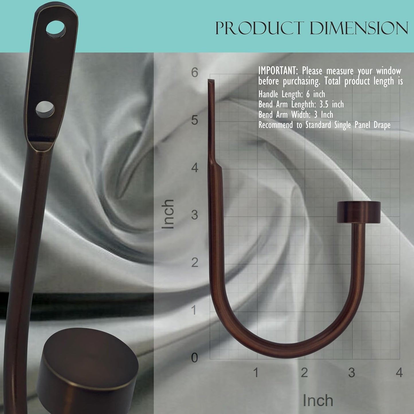 Quality Curtain Holdbacks, Solid Steel Curtain Holdback with Disk Finial,Electroplate Finishes, Set of 2 Window Curtain Tieback Hooks, Warm Gold