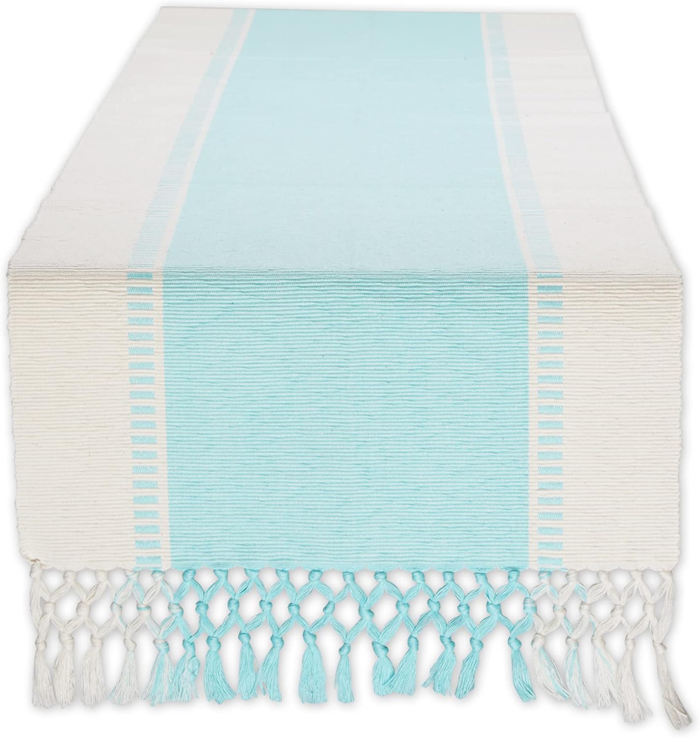 DII Dobby Stripe Woven Table Runner, 13x72-inch, French Blue