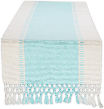 DII Dobby Stripe Woven Table Runner, 13x72-inch, French Blue