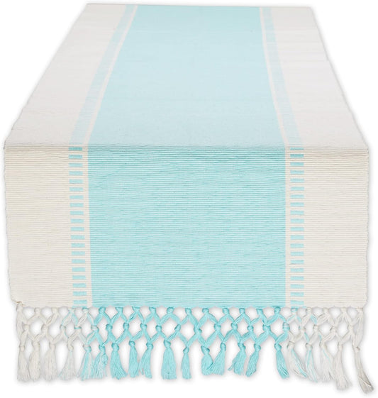 DII Dobby Stripe Woven Table Runner, 13x72-inch, French Blue