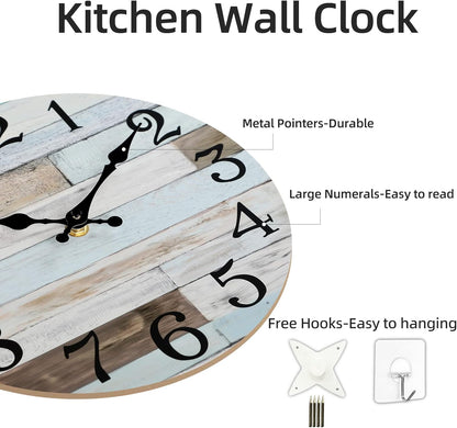 KECYET Wall Clock Battery Operated 8 Inch Silent Non Ticking Coastal Design Country Rustic Retro Decorative for Bathroom Kitchen Living Room Bedroom