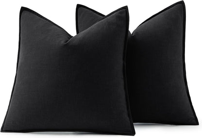 MIULEE Decorative Linen Euro Sham Pillow Covers 26x26 Cream White Boho Farmhouse Neutral Couch Throw Pillows for Bed Pack of 2 Accent Modern Pillowcase Sofa Livingroom Home Decor