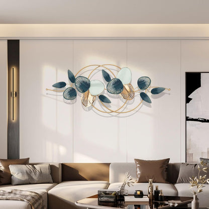 homary Large Metal Wall Art – 47.2" Modern 3D Abstract Geometric Overlapping Design, Iron Wall Decor for Living Room, Dining Room, Office