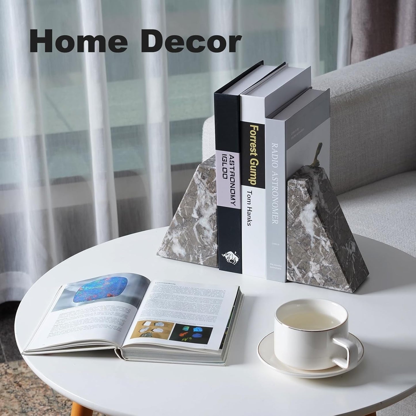 Karibiber Travertine Bookends for Heavy Books, Marble Decorative Bookends for Shelves, Heavy-Duty Stone Book Ends for Hardback Book & Cookbooks, Unique Book Stopper & Holder, Travertino Italy