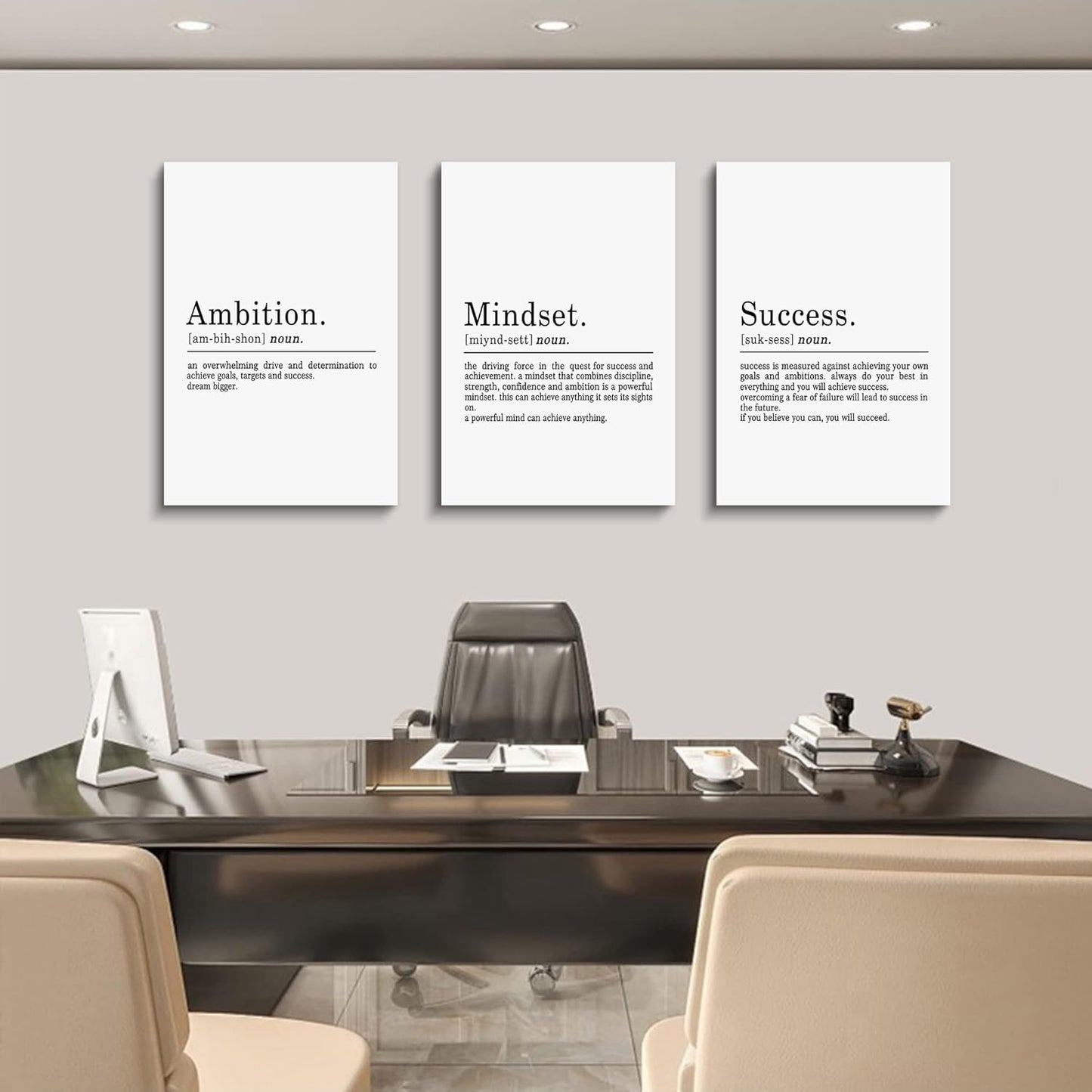 Inspirational Canvas Painting Wall Art -EPHANY ART,Mindset Quotes Prints, Success Framed Entrepreneur Poster Positive Quotes Wall Poster for Home Office Workplace (M-3pcs,12x16inchx3pcs)