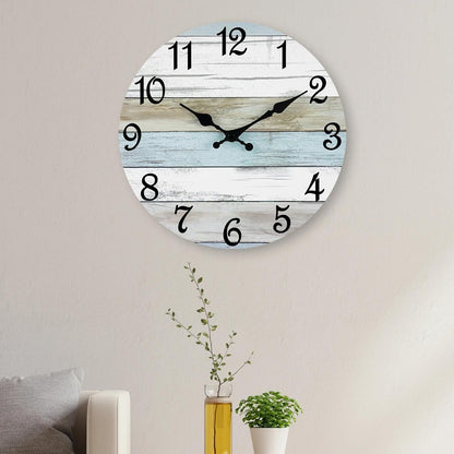 CHYLIN Wall Clock, Silent Non Ticking Battery Operated, Rustic Coastal Country Clock Decorative for Bathroom Kitchen Bedroom 8