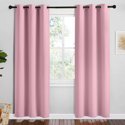 NICETOWN Halloween Pitch Black Solid Thermal Insulated Grommet Blackout Curtains/Drapes for Bedroom Window (2 Panels, 42 inches Wide by 63 inches Long, Black) - Colors A