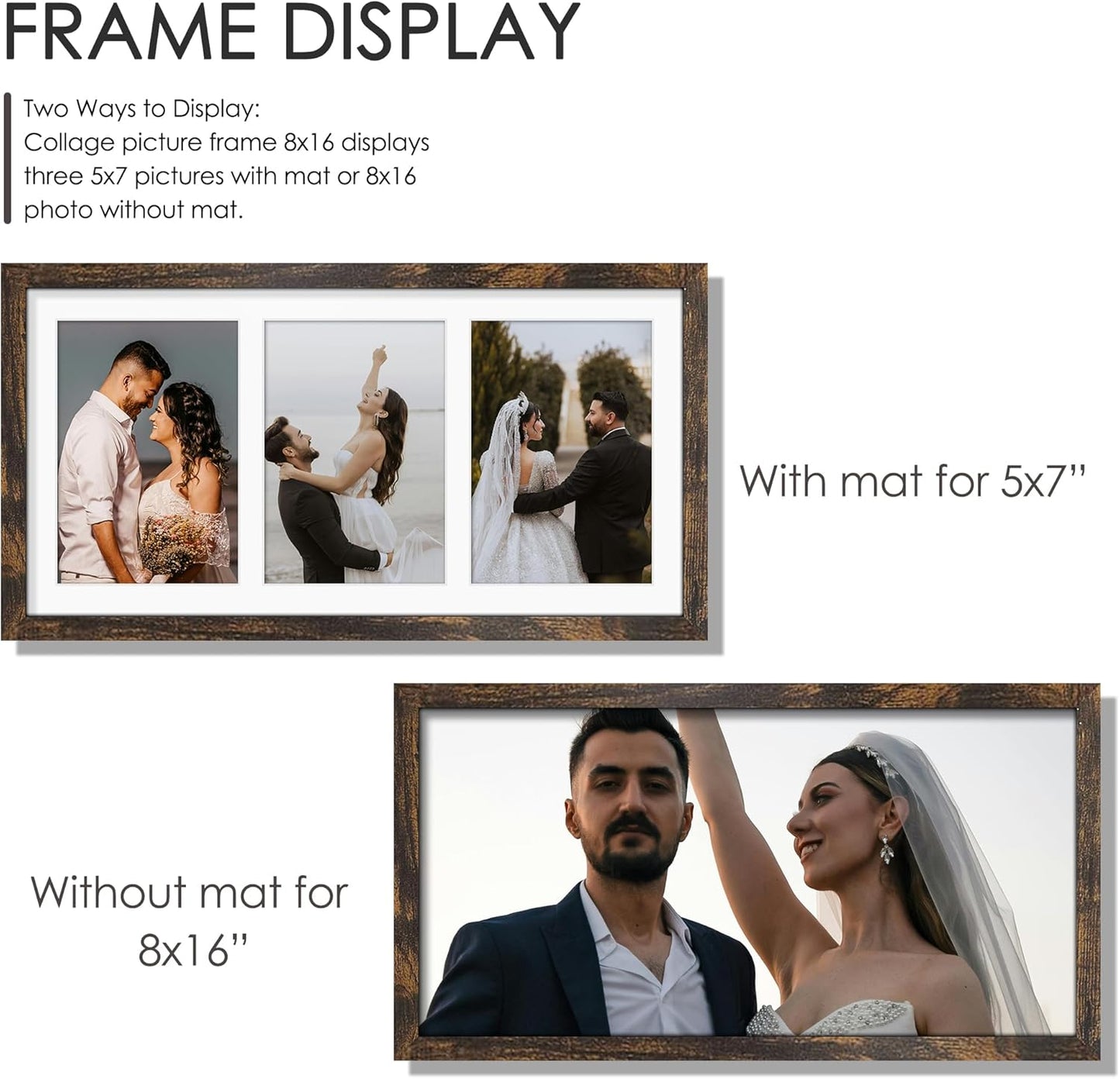 DUENPY 14x26 Collage Picture Frame 4x6 Collage Picture Frame Displays Twelve 4x6 inch Photos Available Horizontal Wall Mounting Display and Vertical Black - Colors B