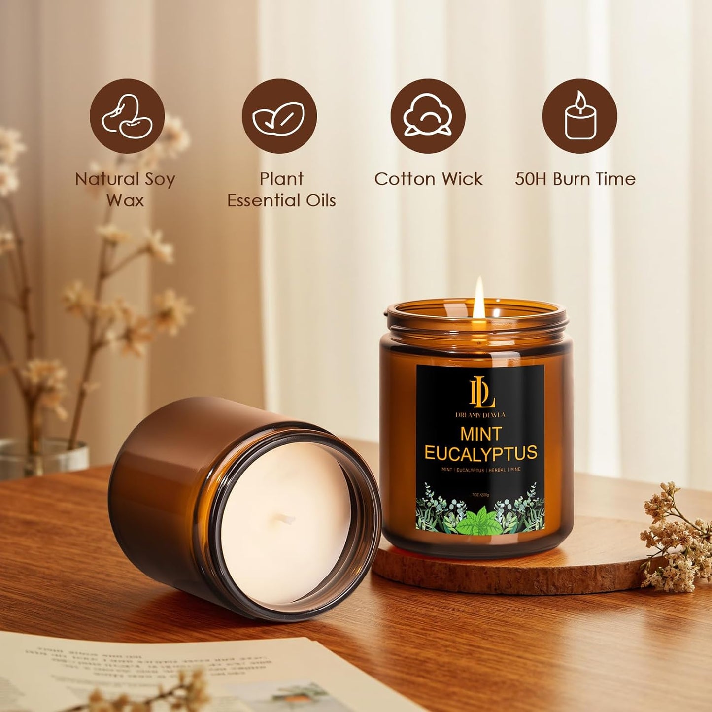 Scented Candles Set, 4 Pack Soy Candles for Home Scented, Candle Gifts for Men Women, Scents of Pineapple Cocktail/Coconut Vanilla/Pink Sands/Bahamian Breeze