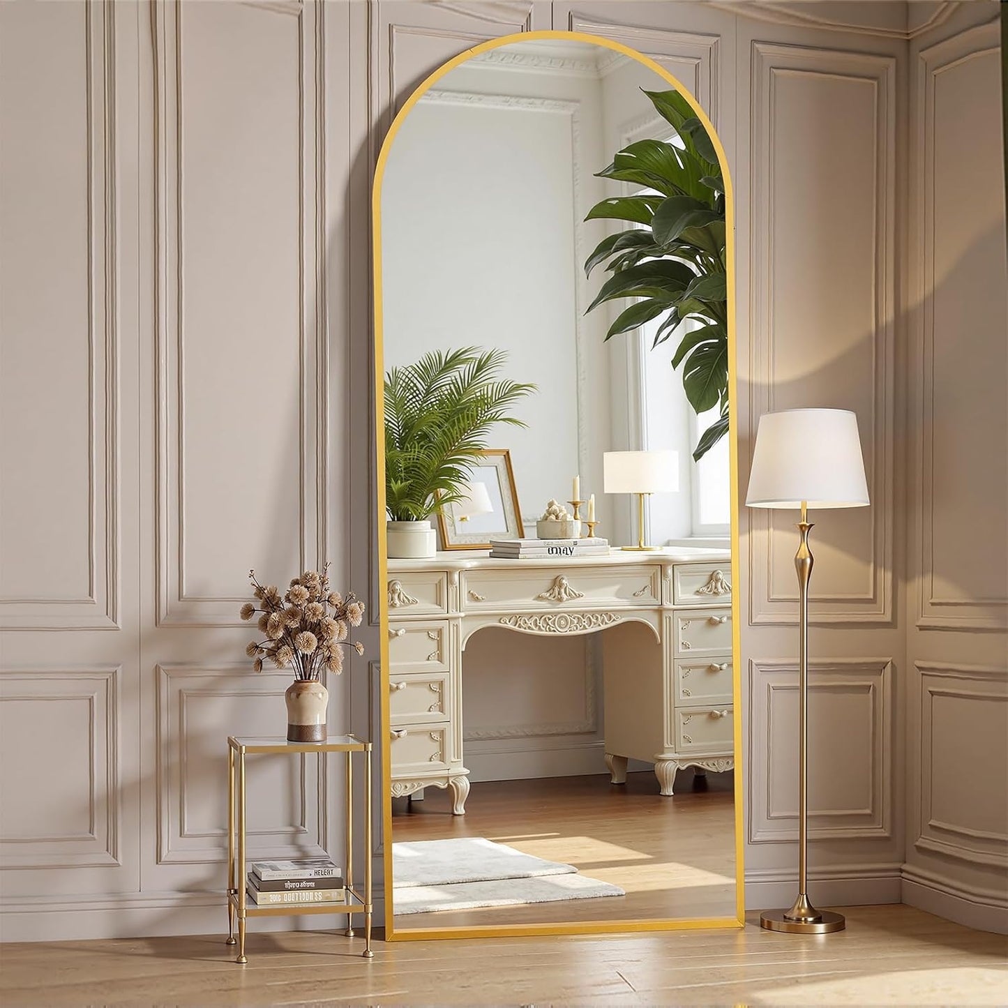 OLIXIS Black Arched Full Length Mirror 60"x16" for Bedroom, Full Body Mirror with Stand, Hanging or Leaning for Wall, Aluminum Alloy Thin Frame Floor Standing for Living Room