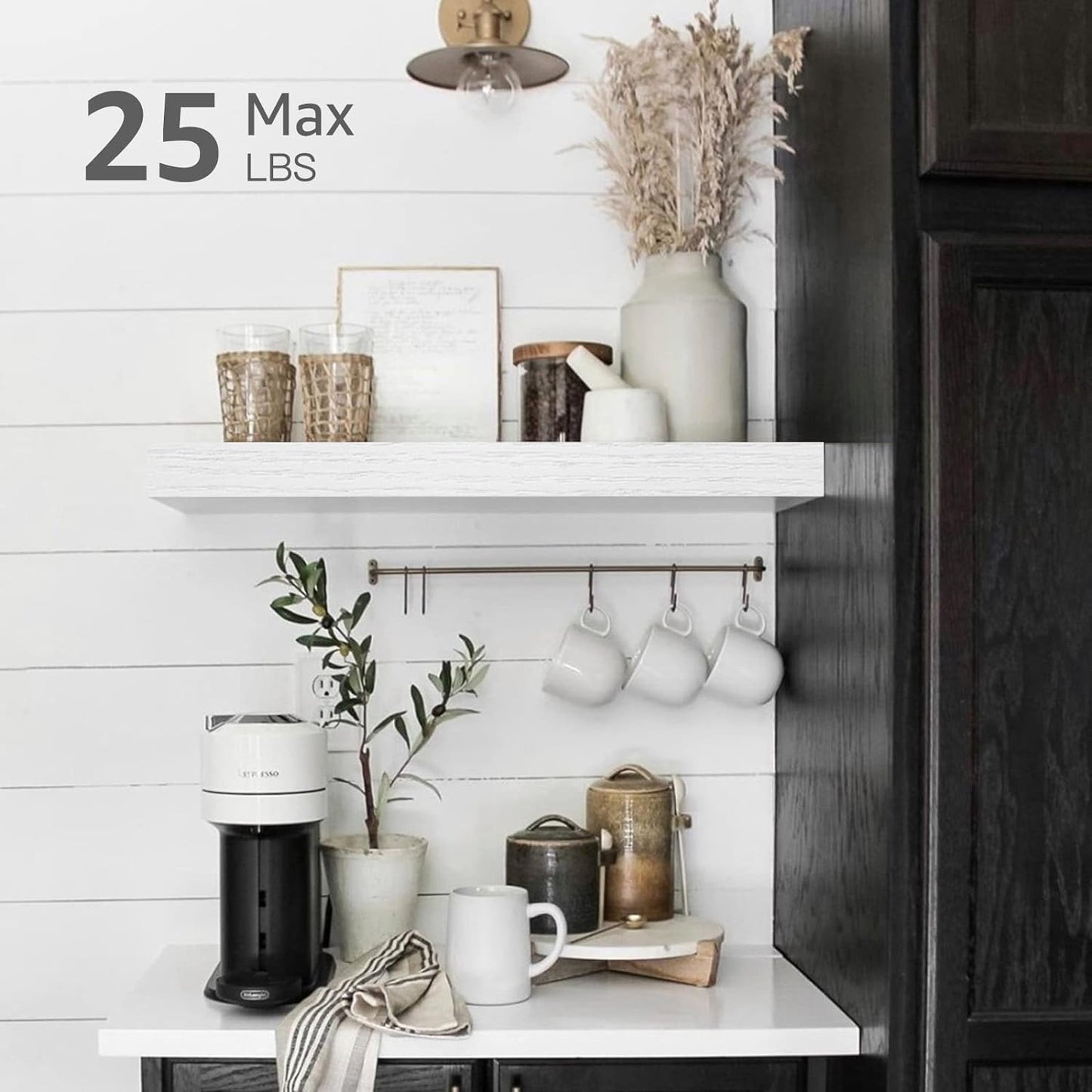 QEEIG Floating Shelves for Wall Bathroom Shelf Bedroom Kitchen Living Room Hanging Book Shelves Small Farmhouse Decor 16 inch Set of 3, Rustic Brown (015-BN3)